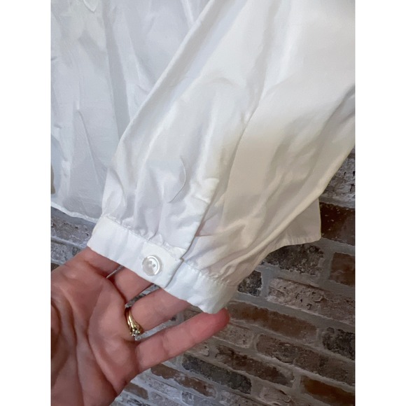 Talbots Embroidered Blouse Floral Cutout Long Sleeve Top White Size S - Picture 4 of 6